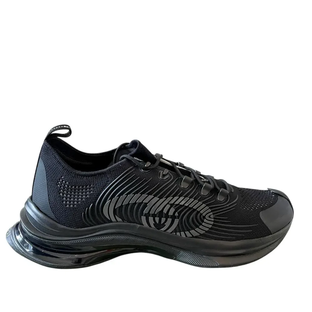 Gucci Run Sneaker Interlocking G Black Technical Knit Men's Size 12.5 US 13 NEW